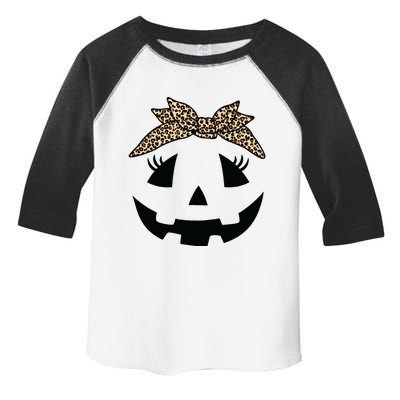 Jack O Lantern Pumpkin Leopard Face For Girl Halloween Toddler Fine Jersey T-Shirt