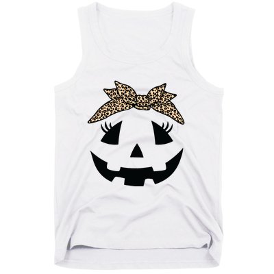 Jack O Lantern Pumpkin Leopard Face For Girl Halloween Tank Top