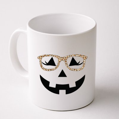 Jack O Lantern With Glasses Women Halloween Leopard Mug