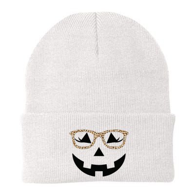 Jack O Lantern With Glasses Women Halloween Leopard Beanie