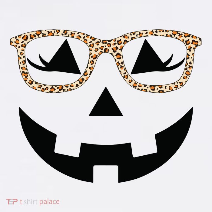 Jack O Lantern With Glasses Women Halloween Leopard Flatbill Hat