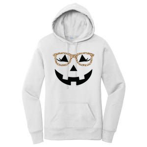 Jack O Lantern With Glasses Women Halloween Leopard Women's Pullover Hoodie