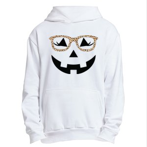 Jack O Lantern With Glasses Women Halloween Leopard Urban Pullover Hoodie