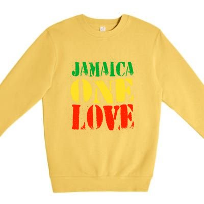 Jamaica One Love Unisex Great Gift Rasta Colors Reggae Premium Crewneck Sweatshirt