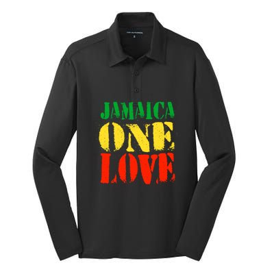 Jamaica One Love Unisex Great Gift Rasta Colors Reggae Silk Touch Performance Long Sleeve Polo