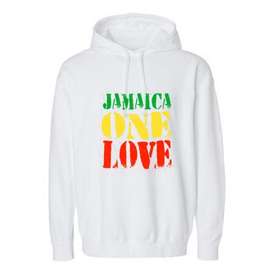 Jamaica One Love Unisex Great Gift Rasta Colors Reggae Garment-Dyed Fleece Hoodie