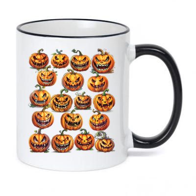 Jack O Lantern Scary Carved Pumpkin Faces Halloween 11oz Black Color Changing Mug