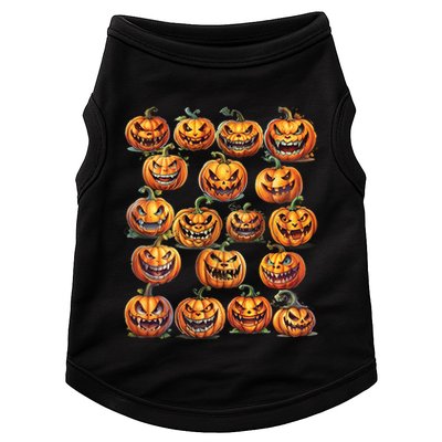Jack O Lantern Scary Carved Pumpkin Faces Halloween Doggie Tank