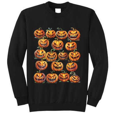 Jack O Lantern Scary Carved Pumpkin Faces Halloween Sweatshirt