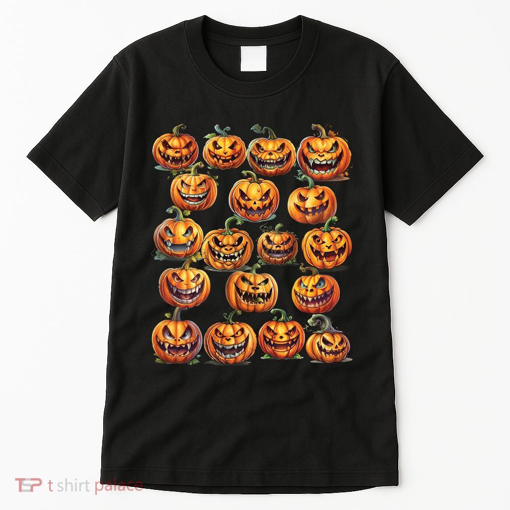 Jack O Lantern Scary Carved Pumpkin Faces Halloween Tall T-Shirt