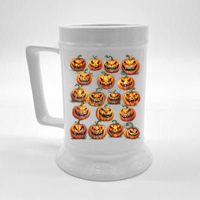 Jack O Lantern Scary Carved Pumpkin Faces Halloween Beer Stein