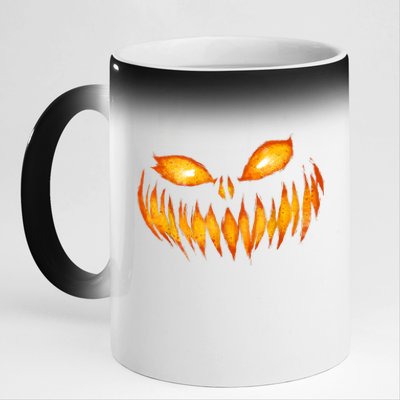 Jack O Lantern Scary Carved Pumpkin Face Halloween 11oz Black Color Changing Mug