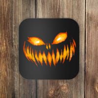 Jack O Lantern Scary Carved Pumpkin Face Halloween Coaster