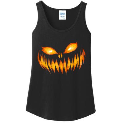 Jack O Lantern Scary Carved Pumpkin Face Halloween Ladies Essential Tank