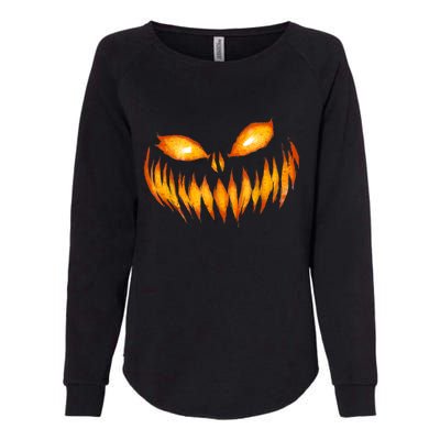 Jack O Lantern Scary Carved Pumpkin Face Halloween Womens California Wash Sweatshirt