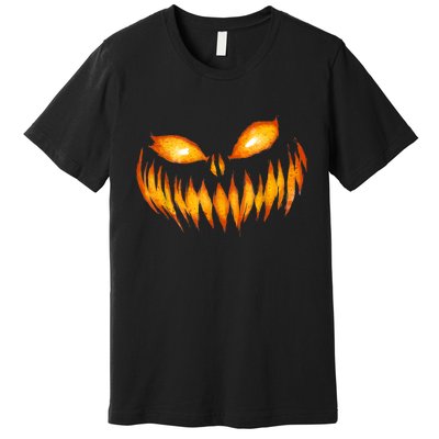 Jack O Lantern Scary Carved Pumpkin Face Halloween Premium T-Shirt