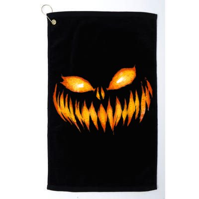 Jack O Lantern Scary Carved Pumpkin Face Halloween Platinum Collection Golf Towel