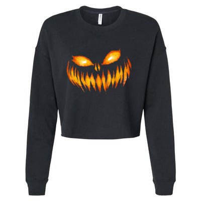 Jack O Lantern Scary Carved Pumpkin Face Halloween Cropped Pullover Crew