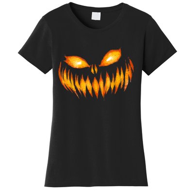 Jack O Lantern Scary Carved Pumpkin Face Halloween Women's T-Shirt