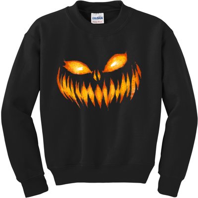 Jack O Lantern Scary Carved Pumpkin Face Halloween Kids Sweatshirt