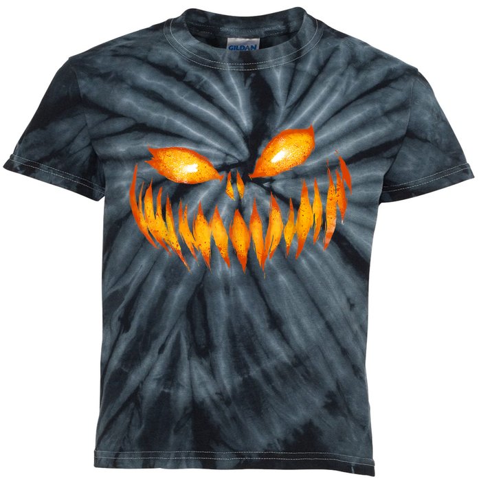 Jack O Lantern Scary Carved Pumpkin Face Halloween Kids Tie-Dye T-Shirt