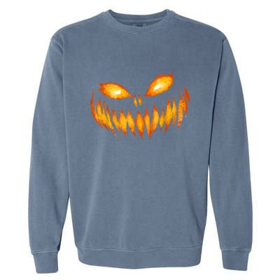 Jack O Lantern Scary Carved Pumpkin Face Halloween Garment-Dyed Sweatshirt