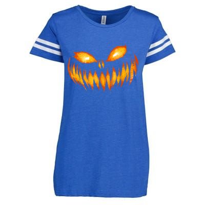 Jack O Lantern Scary Carved Pumpkin Face Halloween Enza Ladies Jersey Football T-Shirt