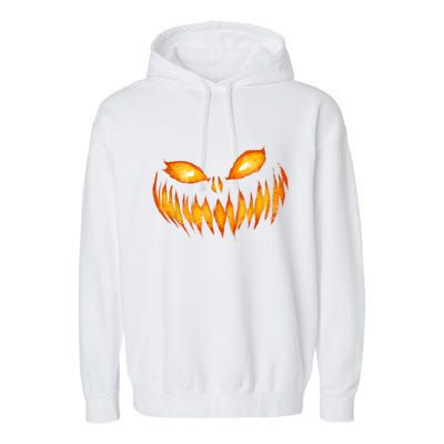 Jack O Lantern Scary Carved Pumpkin Face Halloween Garment-Dyed Fleece Hoodie