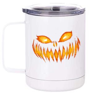 Jack O Lantern Scary Carved Pumpkin Face Halloween 12 oz Stainless Steel Tumbler Cup