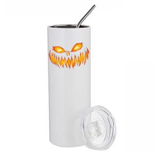 Jack O Lantern Scary Carved Pumpkin Face Halloween Stainless Steel Tumbler