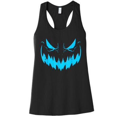 Jack O Lantern Face Scary Pumpkin Halloween Women's Racerback Tank