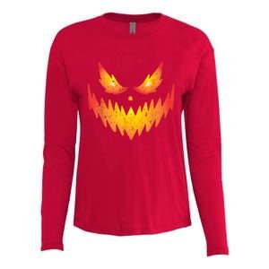 Jack O Lantern Scary Carved Pumpkin Face Halloween Costume Womens Cotton Relaxed Long Sleeve T-Shirt