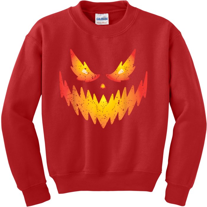 Jack O Lantern Scary Carved Pumpkin Face Halloween Costume Kids Sweatshirt