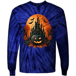 Jack O Lantern Face | Halloween Pumpkin | Spooky Tie-Dye Long Sleeve Shirt