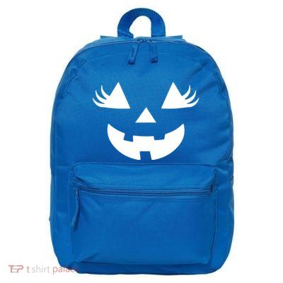 Jack O Lantern Face Pumpkin Eyelashes Halloween Gift 16 in Basic Backpack