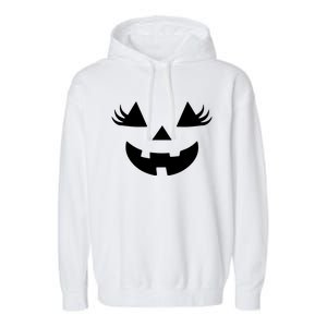 Jack O Lantern Face Pumpkin Eyelashes Halloween Gift Garment-Dyed Fleece Hoodie