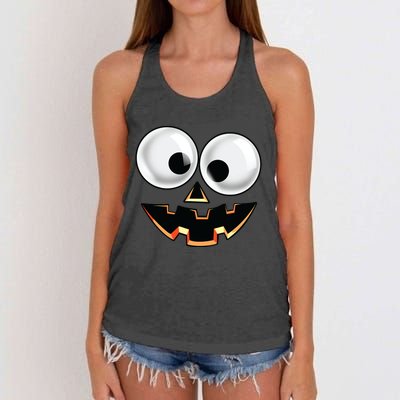 Jack O Lantern Pumpkin Face Halloween Costume Women's Knotted Racerback Tank