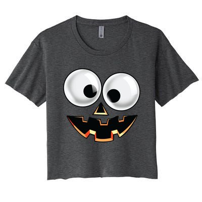 Jack O Lantern Pumpkin Face Halloween Costume Women's Crop Top Tee