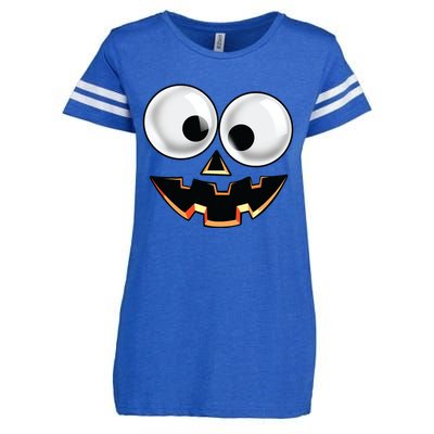 Jack O Lantern Pumpkin Face Halloween Costume Enza Ladies Jersey Football T-Shirt