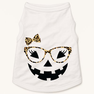 Jack O Lantern Face Leopard Glasses Halloween Pumpkin Women Doggie Tank