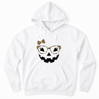 Jack O Lantern Face Leopard Glasses Halloween Pumpkin Women Hoodie