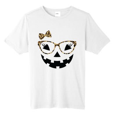 Jack O Lantern Face Leopard Glasses Halloween Pumpkin Women Tall Fusion ChromaSoft Performance T-Shirt