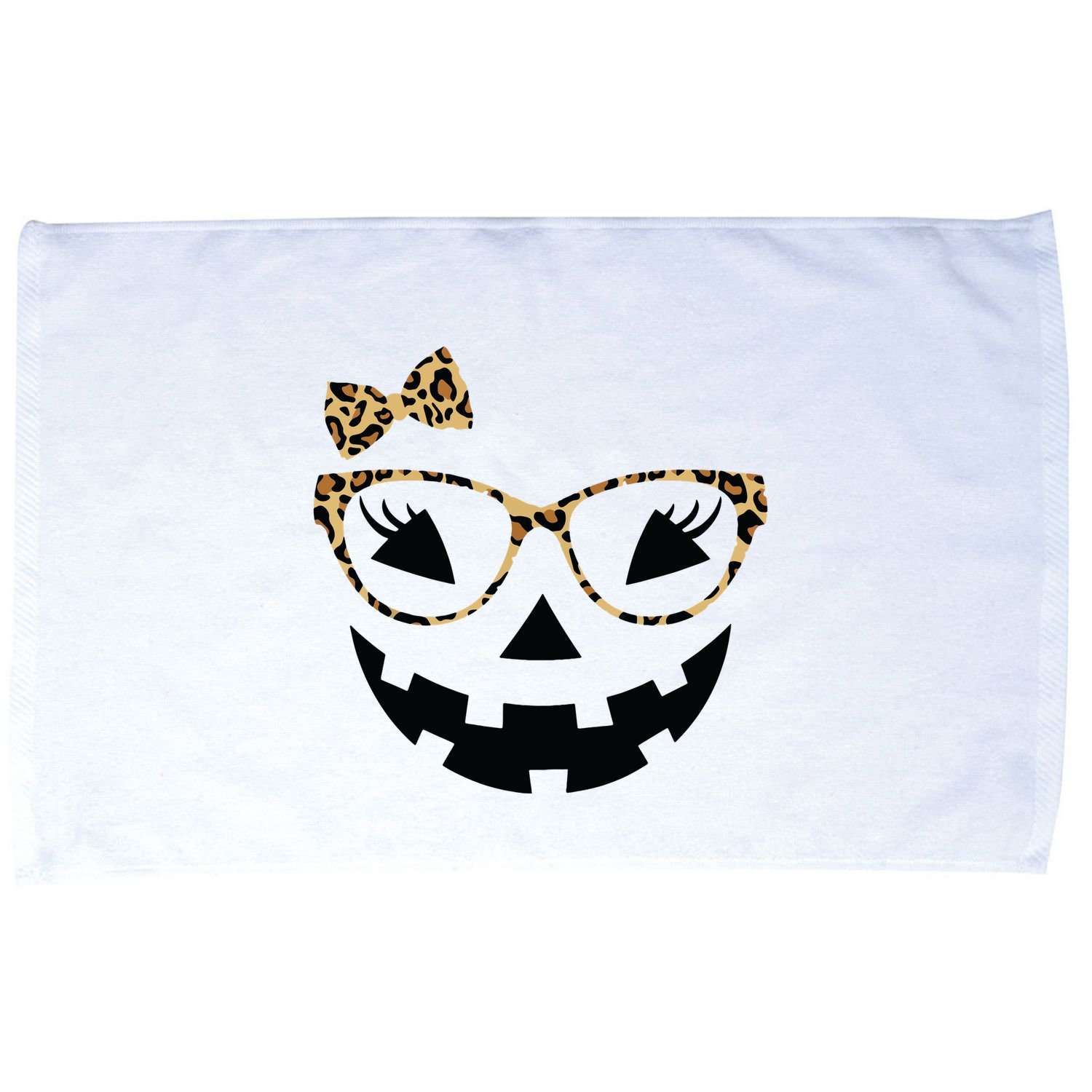 Jack O Lantern Face Leopard Glasses Halloween Pumpkin Women Microfiber Hand Towel