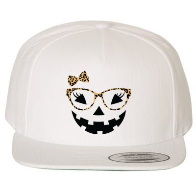 Jack O Lantern Face Leopard Glasses Halloween Pumpkin Women Wool Snapback Cap