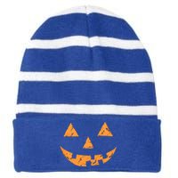 Jack O Lantern Pumpkin Halloween Face Gift Striped Beanie with Solid Band