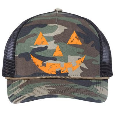 Jack O Lantern Pumpkin Halloween Face Gift Retro Rope Trucker Hat Cap