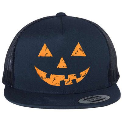 Jack O Lantern Pumpkin Halloween Face Gift Flat Bill Trucker Hat