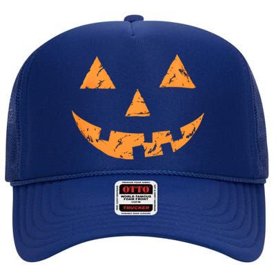 Jack O Lantern Pumpkin Halloween Face Gift High Crown Mesh Back Trucker Hat