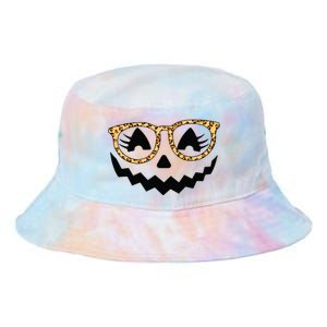 Jack O Lantern Face Pumpkin Halloween Leopard Print Glasses Tie Dye Newport Bucket Hat