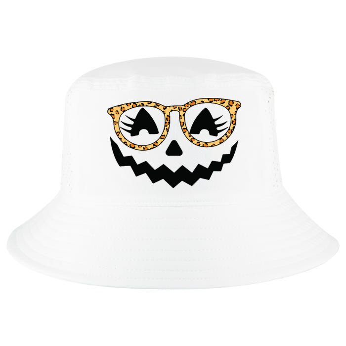 Jack O Lantern Face Pumpkin Halloween Leopard Print Glasses Cool Comfort Performance Bucket Hat